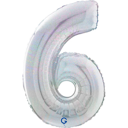 Number 6 Glitter Holographic 26" (W)