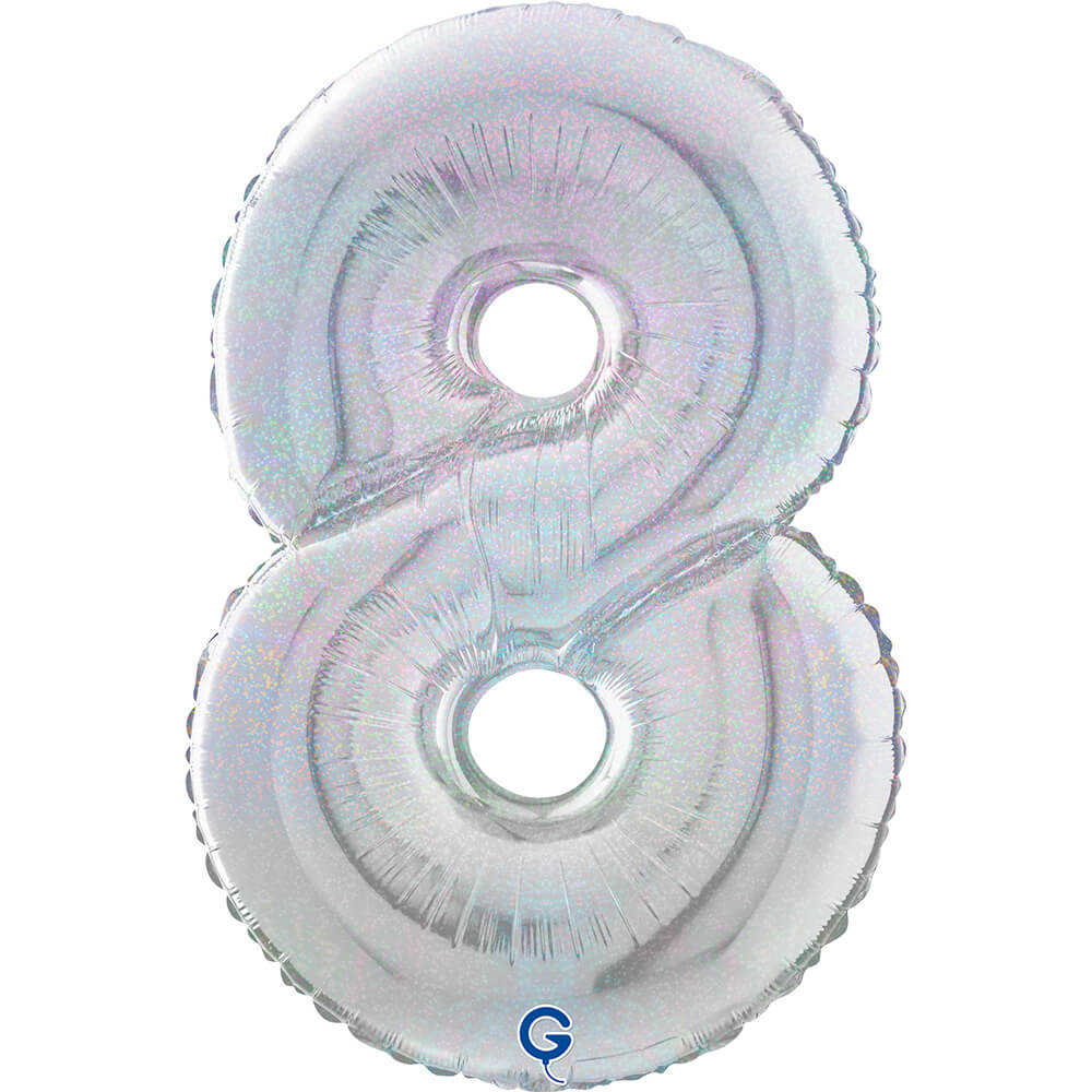 Number 8 Glitter Holographic 26" (W)