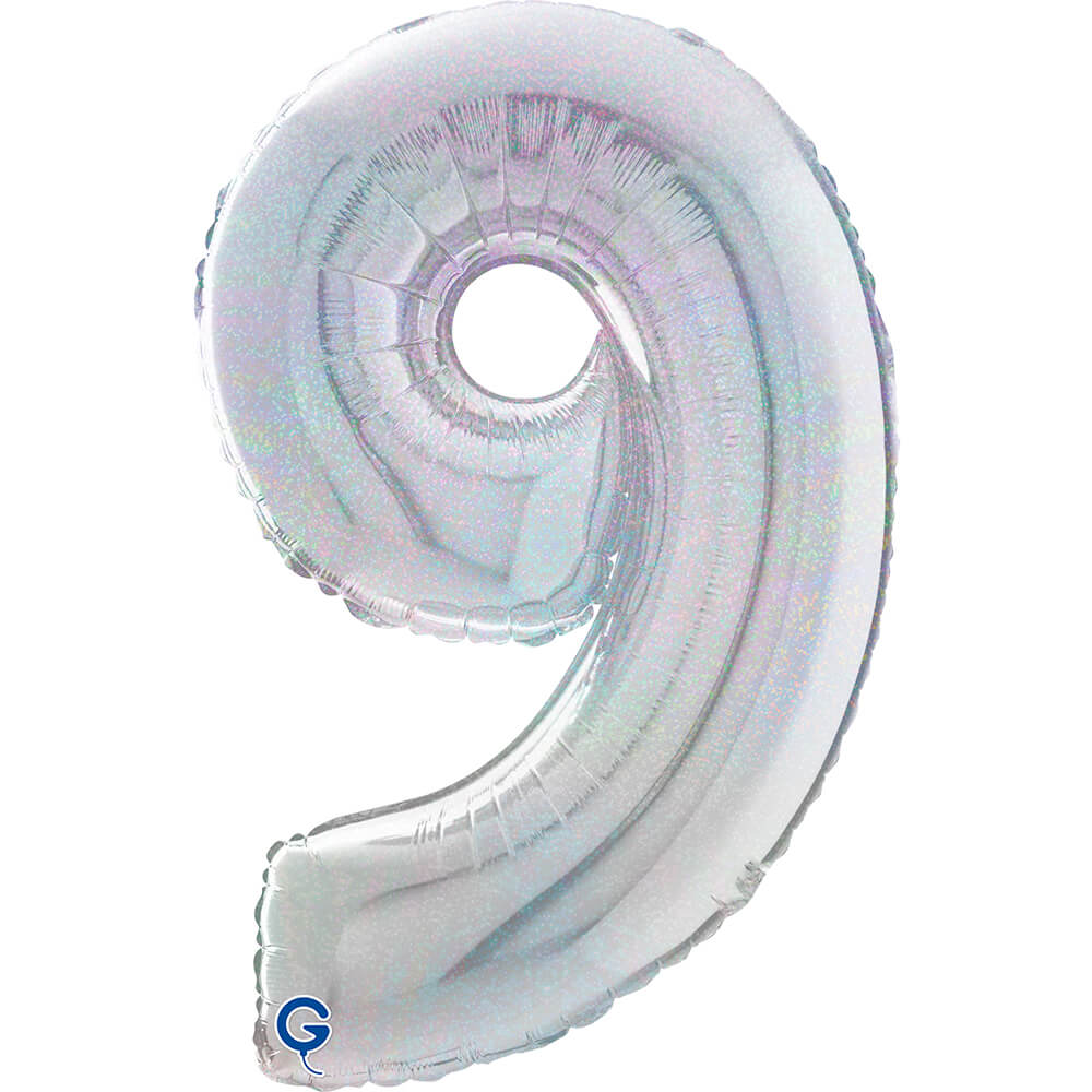 Number 9 Glitter Holographic 26" (W)