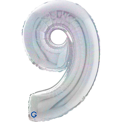 Number 9 Glitter Holographic 26" (W)