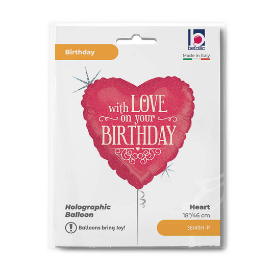 With Love on Your Birthday Holog. 18" Single Pack