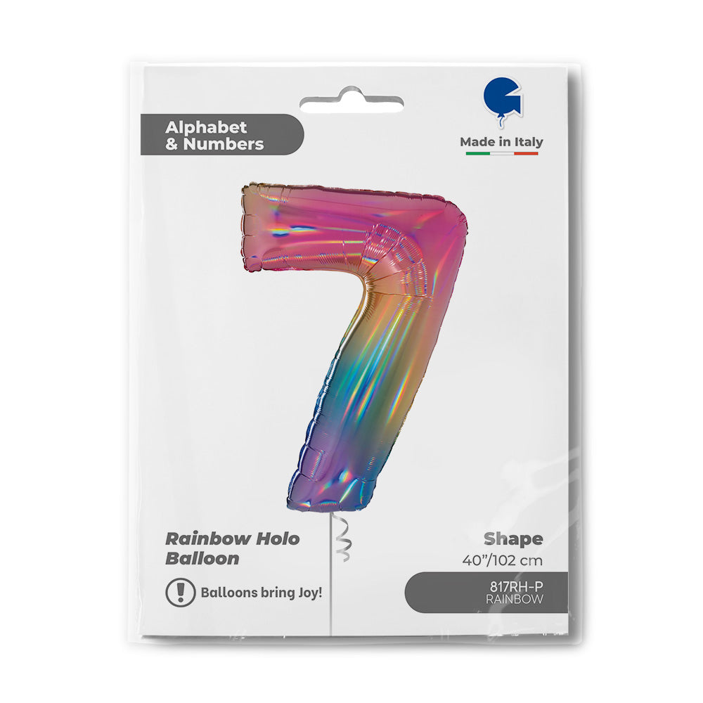 Number 7 Colourful Rainbow 40inc