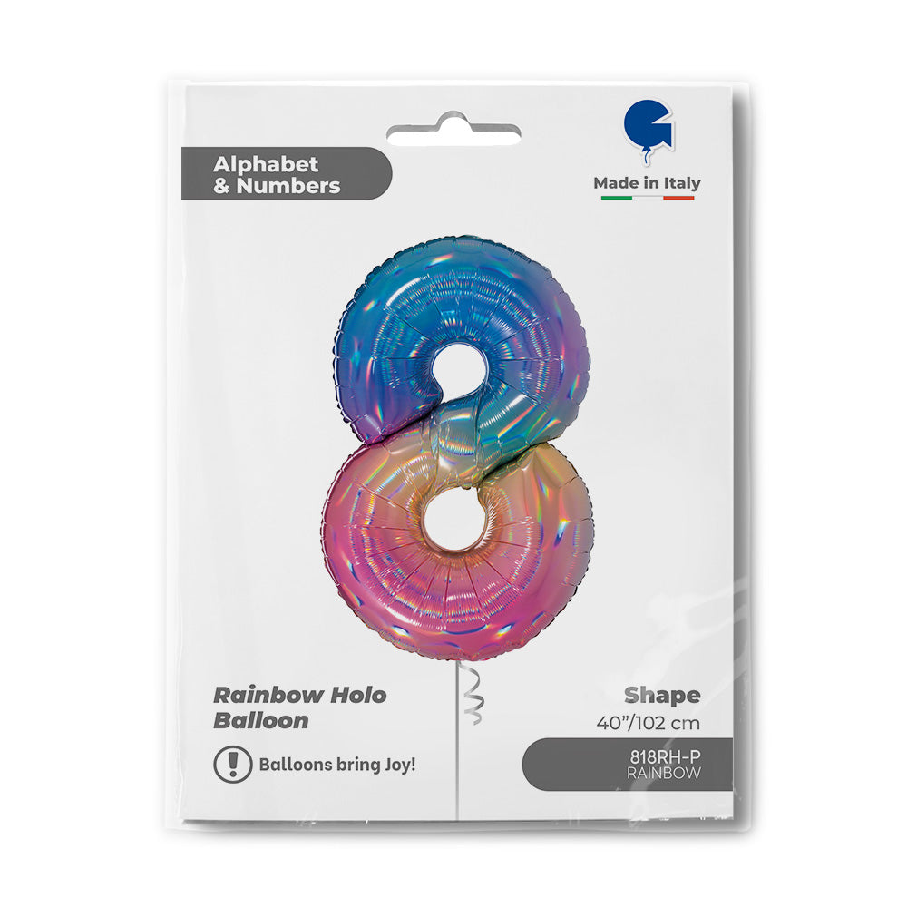 Number 8 Colourful Rainbow 40inc