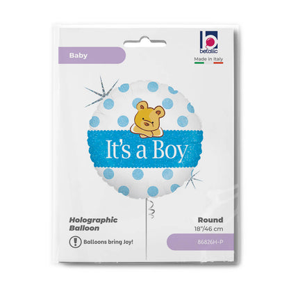 Baby Boy Bear Holographic Balloon