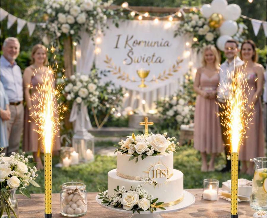 Party Fountains 26 cm / 4 Pack Holographic Gold