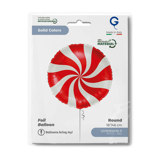 Round 18inc Swirly White-Red - Single Pack