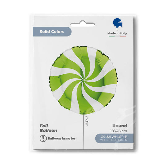 Round 18inc Swirly White-Lime Green