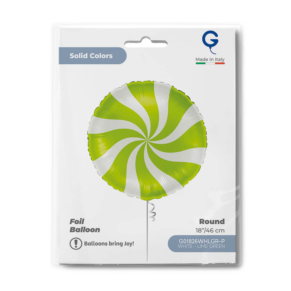 Round 18inc Swirly White-Lime Green - Single Pack