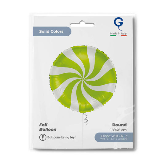 Round 18inc Swirly White-Lime Green - Single Pack