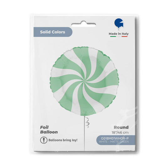 Round 18inc Swirly White-Matte Green
