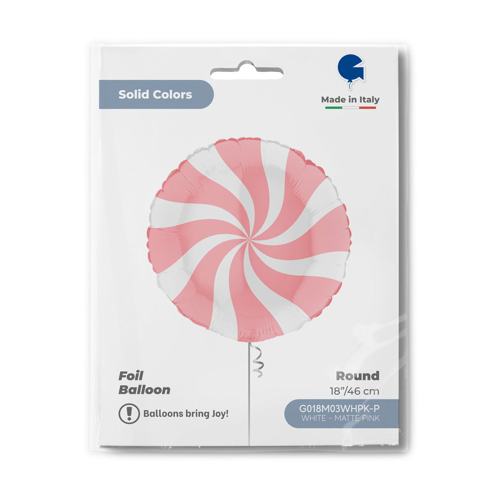 Round 18inc Swirly White-Matte Pink