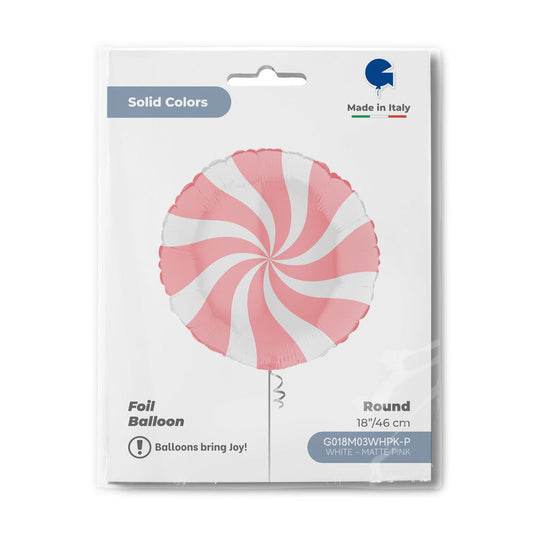 Round 18inc Swirly White-Matte Pink