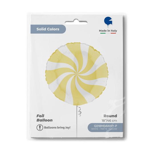 Round 18inc Swirly White-Matte Yellow