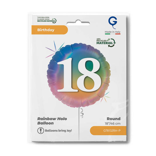 Happy 18 Colourful Rainbow Single Pack