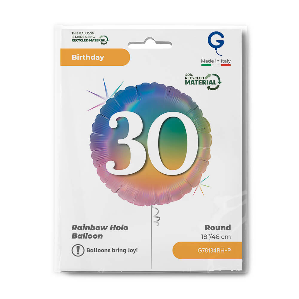 Happy 30 Colourful Rainbow Single Pack