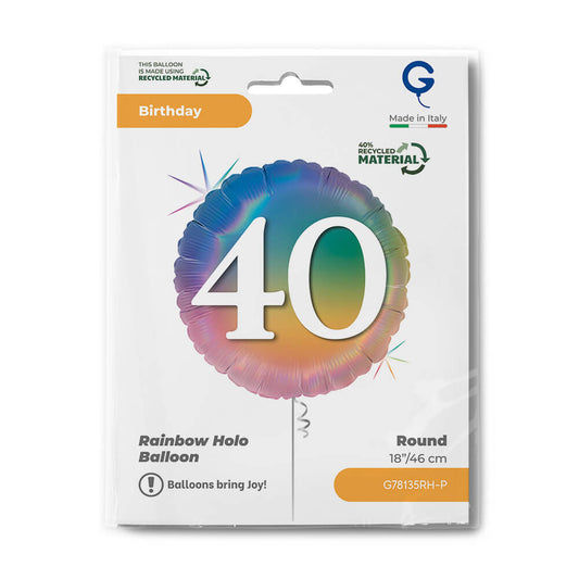 Happy 40 Colourful Rainbow Single Pack