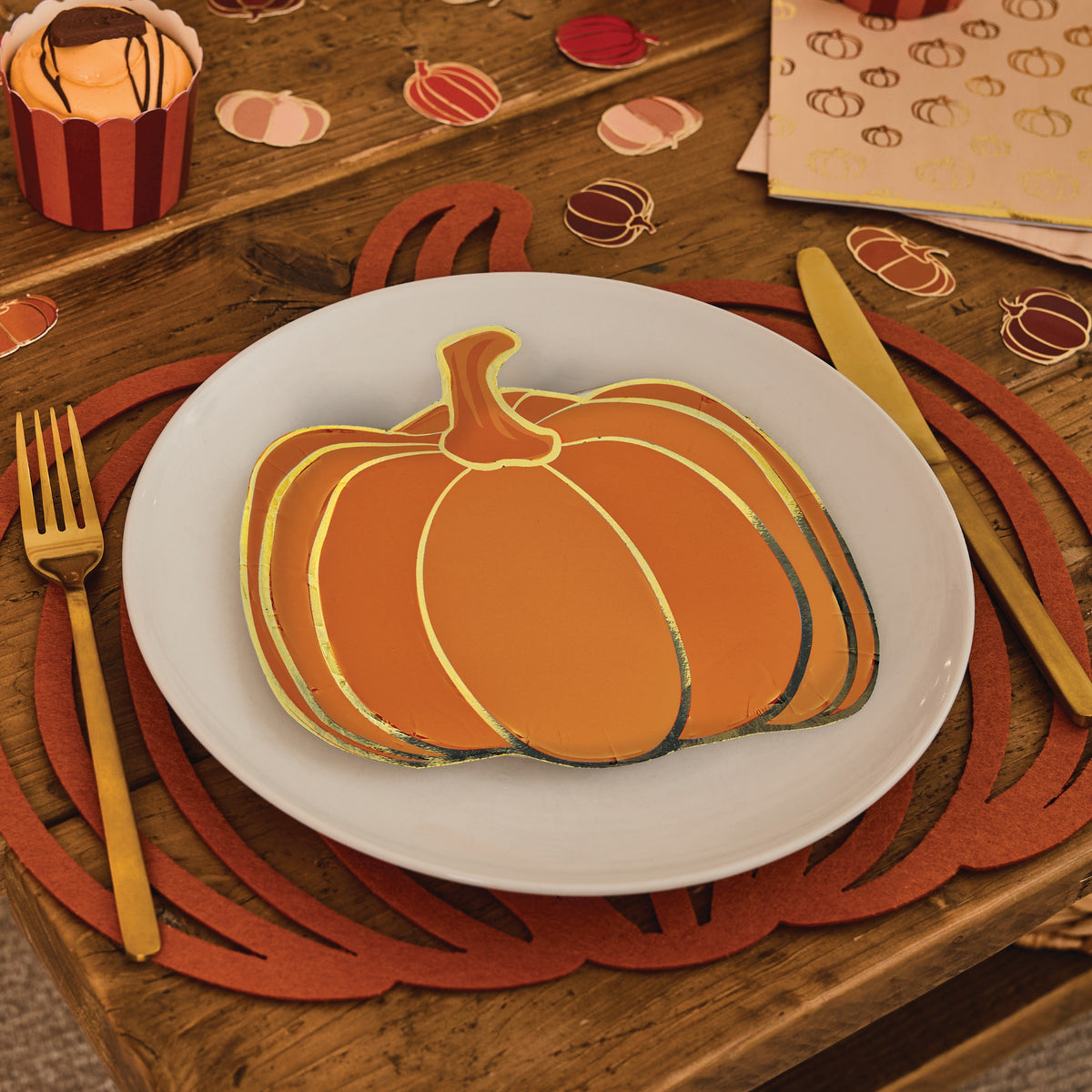 Pumpkin Paper Plates - Pack of 8