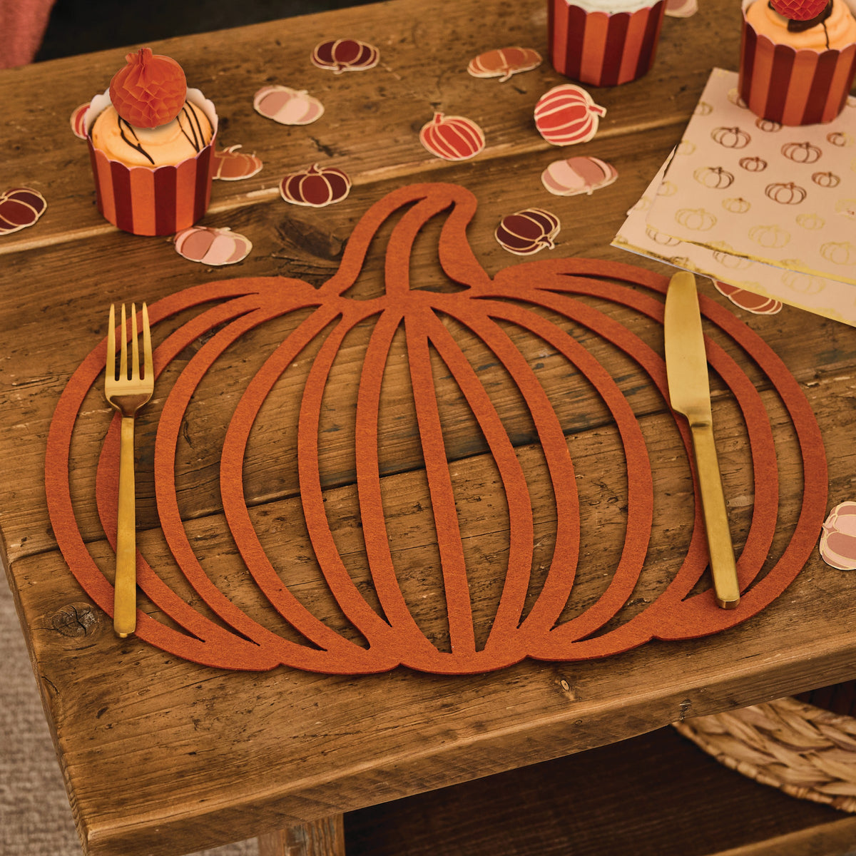 Pumpkin Felt Placemats - Pack of 4