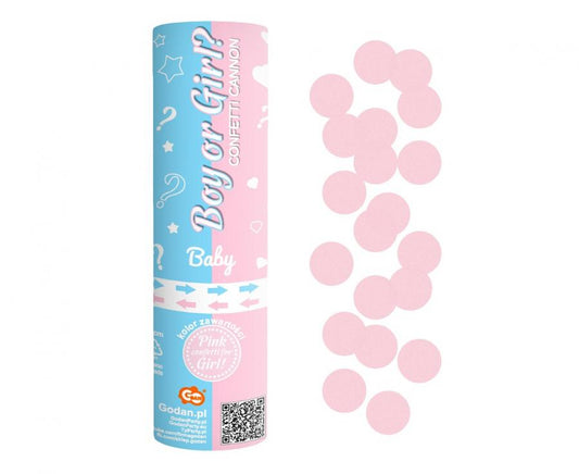 Confetti cannon Boy or Girl light pink paper circles (15 cm)