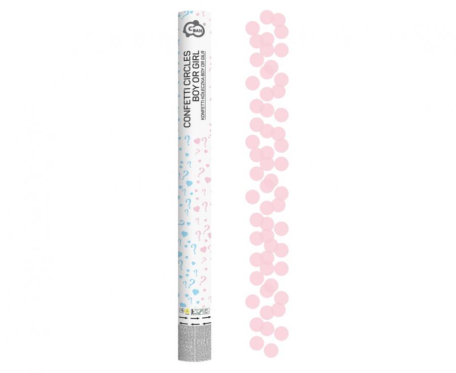 Pneumatic confetti Boy or Girl, pink paper circles (60 cm)