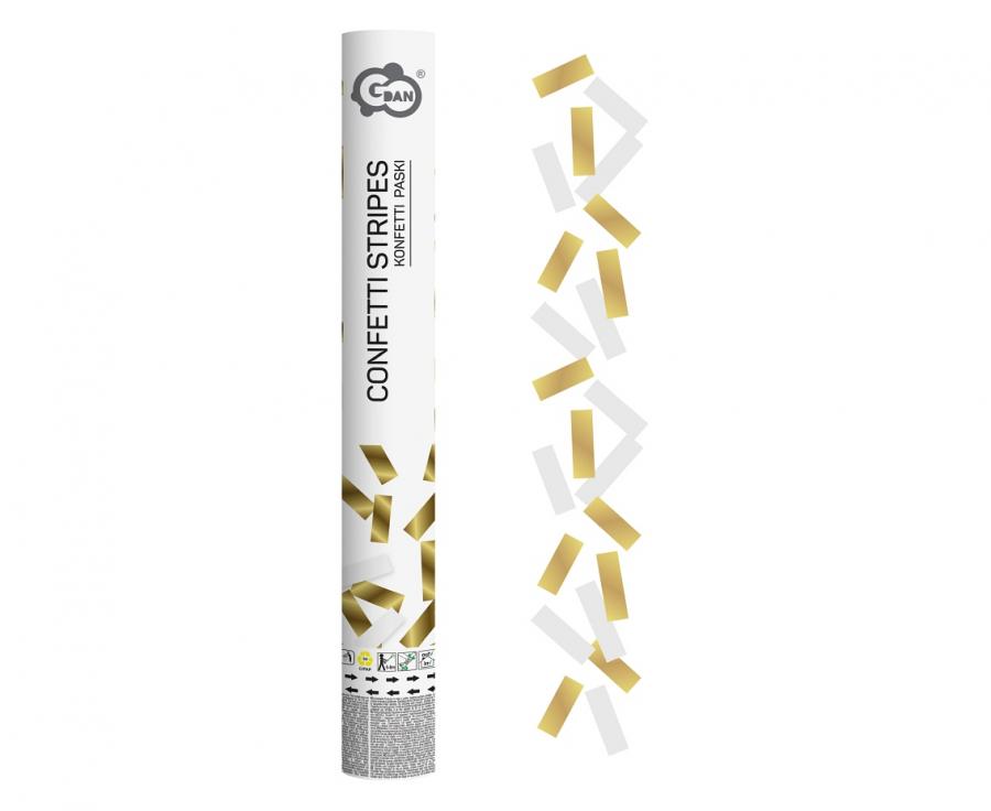 Canon confetti B&C Gold and white paper stripes  (40 cm)