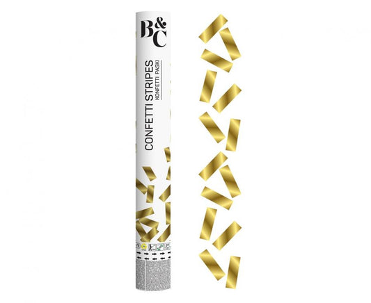 Confetti Cannon B&C Gold stripes (foil) (40 cm)