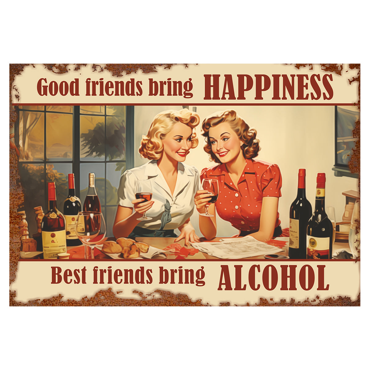 Good Friends Happiness Vintage Sign