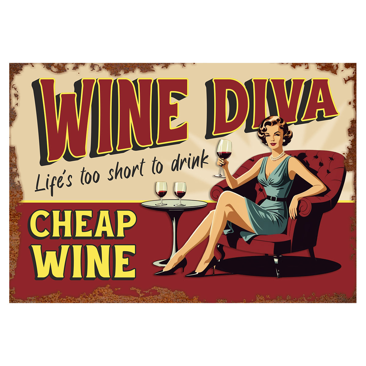 Wine Diva Vintage Sign