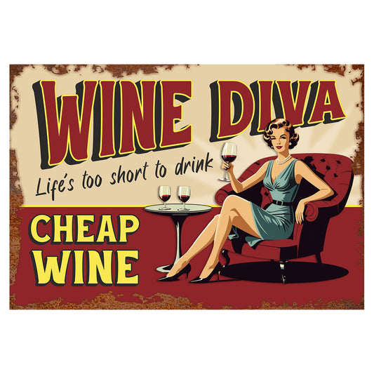 Wine Diva Vintage Sign