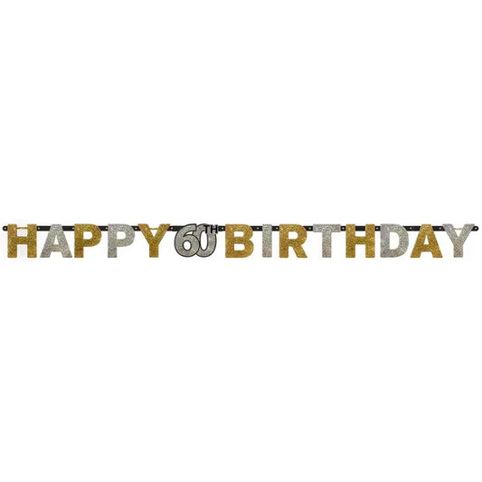 Sparkling Gold 60th Birthday Letter Banner