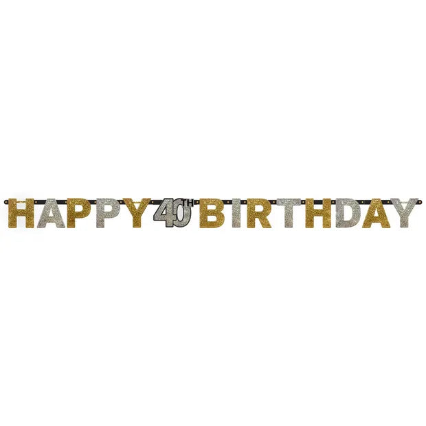 Sparkling Gold 40th Birthday Letter Banner