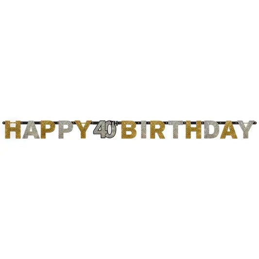 Sparkling Gold 40th Birthday Letter Banner