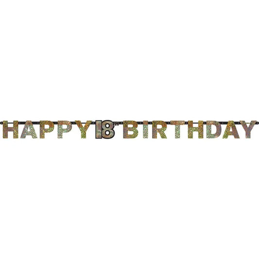 Sparkling Gold 18th Birthday Letter Banner 213 x 16.2 cm