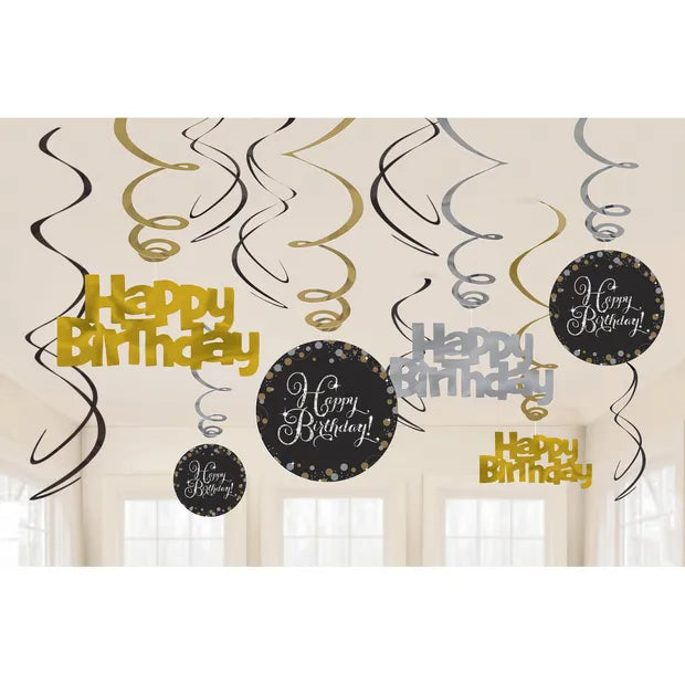 Sparkling Gold Swirl Decorations (12) 61 cm