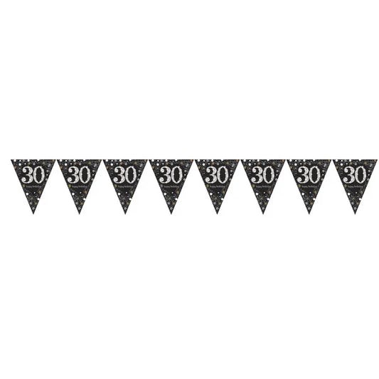 Sparkling Gold 30th Birthday Pennant Banner 396 x 21.5 cm