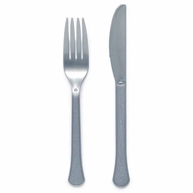 Graphite Plastic Cutlery Set (24)
