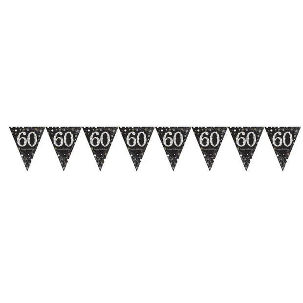 Sparkling Gold 60th Birthday Pennant Banner 396 x 21.5 cm