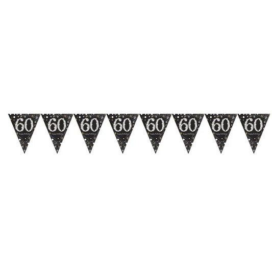 Sparkling Gold 60th Birthday Pennant Banner 396 x 21.5 cm