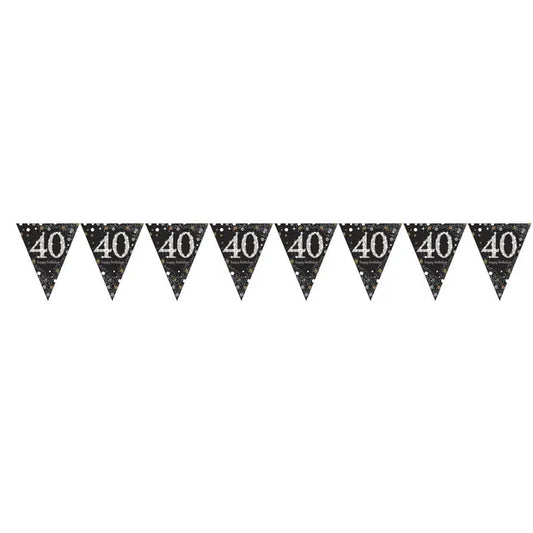 Sparkling Gold 40th Birthday Pennant Banner 396 x 21.5 cm