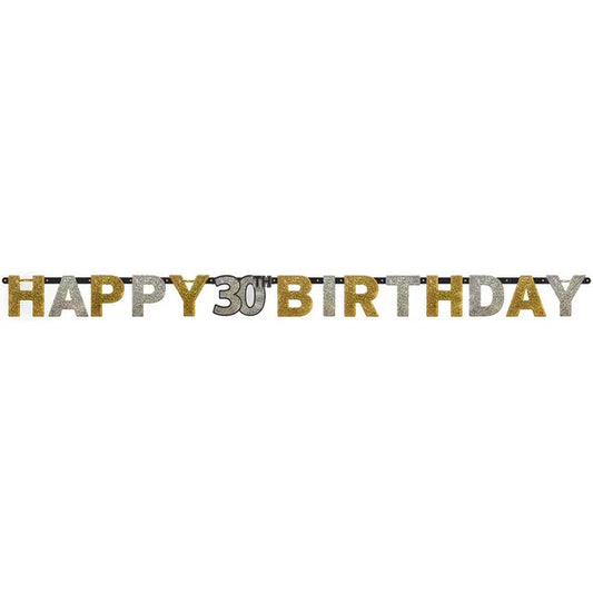 Sparkling Gold 30th Birthday Letter Banner