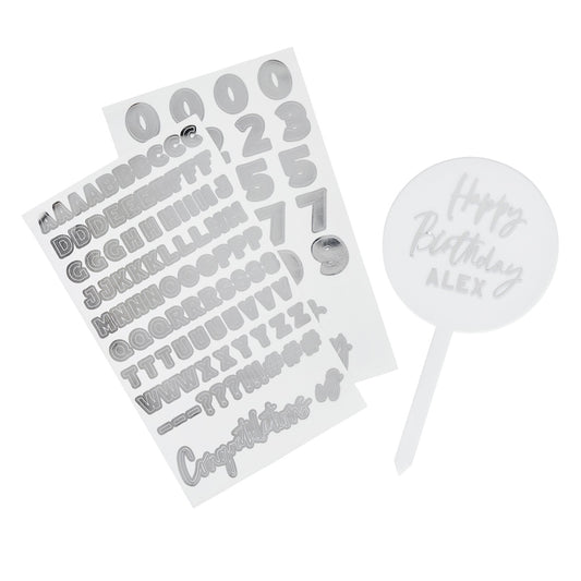 Silver Customisable Acrylic Cake Topper