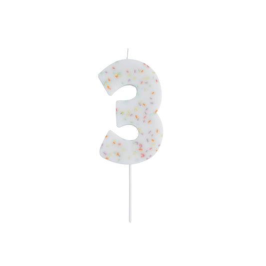 Giant Sprinkle Number '3' Candle
