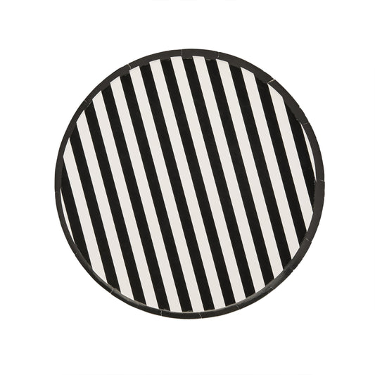 Monochrome Striped Paper Plates - Pack of 8