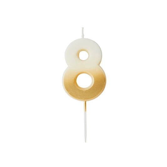 Gold Ombre Number '8' Candle