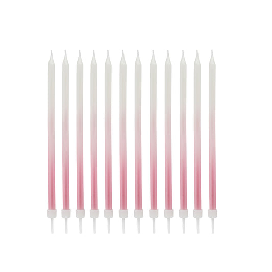 Pink Ombre Tall Skinny Candles - Pack of 12