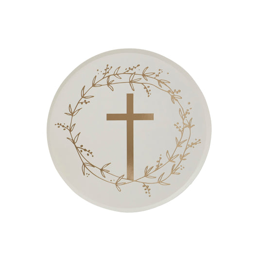 Gold Cross Paper Plates - Pack of 8
