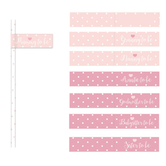 PAPER STRAWS PINK WITH FLAGS 20PK