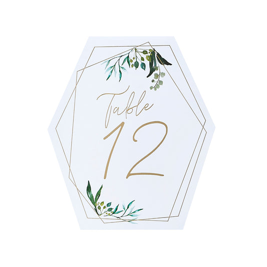 Geometric Greenery Table Numbers - Pack of 12