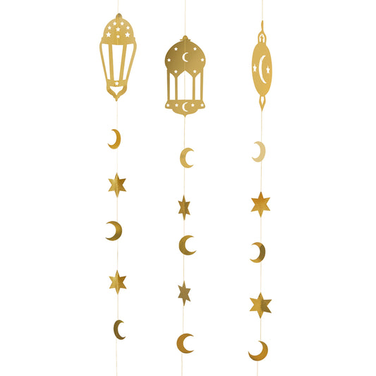 Gold Ramadan Hanging Card Decoration - Pack of 3