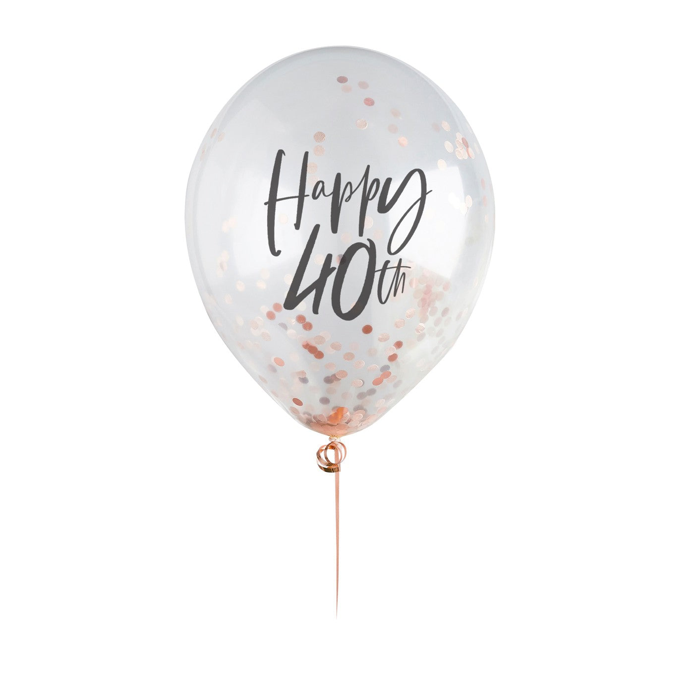 Rose Gold 'Happy 40th' Confetti 12" Latex Balloons - Pack of 5